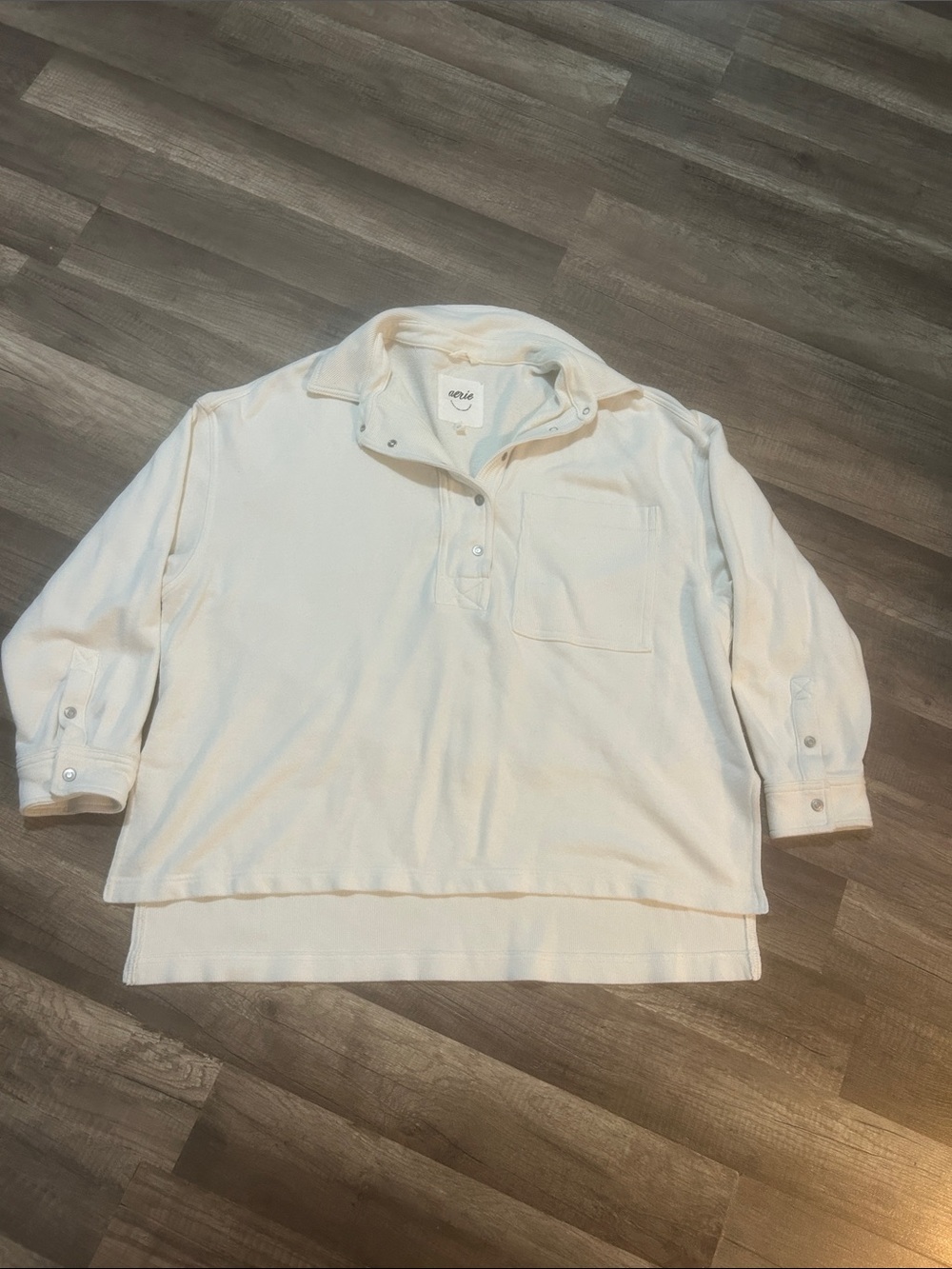 aerie Women’s Pullover Chorewear Popover Sweatshirt Off White Size Large